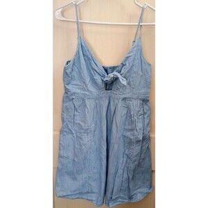 Womens Old Navy Blue Chambray Tie Front Spaghetti Strap Dress Size M